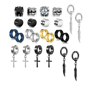 10 Pairs Stainless Steel Non-Piercing Magnetic Stud Earrings