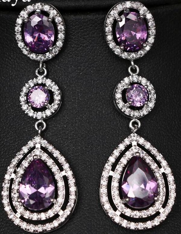 Cubic Zircon Water Drop Earrings for Women