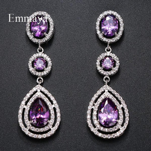 Cubic Zircon Water Drop Earrings for Women