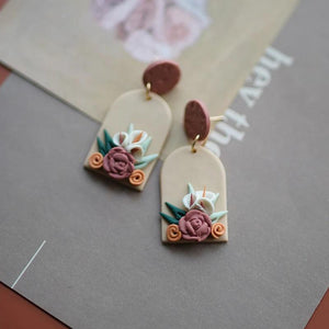 Easter Rose Flowers Arch Dangle Earrings Sets Women Jewelry