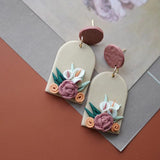 Easter Rose Flowers Arch Dangle Earrings Sets Women Jewelry