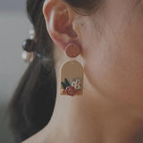 Easter Rose Flowers Arch Dangle Earrings Sets Women Jewelry