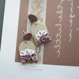 Easter Rose Flowers Arch Dangle Earrings Sets Women Jewelry