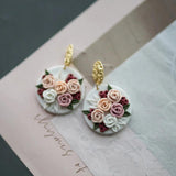 Delicate Floral Pattern Vintage Polymer Clay Earrings Set for Party Daily