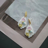 Delicate Floral Pattern Vintage Polymer Clay Earrings Set for Party Daily