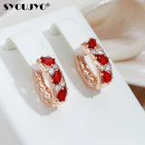 Red CZ Drop Earrings 585 OL Crystal Jewelry