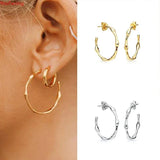 Crystal Colored Zircon Big C Hoop Stud Earrings 925 Sterling Silver Ear Needle