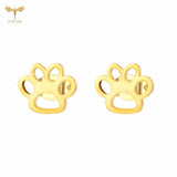 Puppy Dog Cat Paw Print Stud Earrings Stainless Steel Animal Jewelry