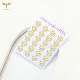 Puppy Dog Cat Paw Print Stud Earrings Stainless Steel Animal Jewelry