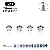 G23 Titanium CZ Large Zircon Set Five Beads String Top Lip Labret Earrings
