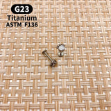 G23 Titanium CZ Large Zircon Set Five Beads String Top Lip Labret Earrings