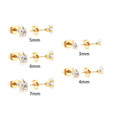 5 Pairs Star Crystal Studs Earrings Set Stainless Steel Piercing Pack