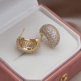 14K Plated Zircon Round Earring Women's Work Accessory