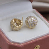 14K Plated Zircon Round Earring Women's Work Accessory