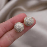 14K Plated Zircon Round Earring Women's Work Accessory