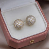 14K Plated Zircon Round Earring Women's Work Accessory