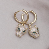 Korean Leopard Earrings 14K Plated Zircon Set Women's Prom Accessories