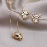 Korean Leopard Earrings 14K Plated Zircon Set Women's Prom Accessories