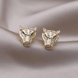 Korean Leopard Earrings 14K Plated Zircon Set Women's Prom Accessories