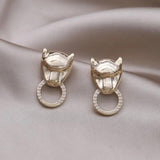 Korean Leopard Earrings 14K Plated Zircon Set Women's Prom Accessories