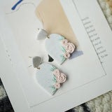 Vintage Flowers Pink Polymer Clay Dangle Earrings Jewelry