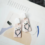 Vintage Flowers Pink Polymer Clay Dangle Earrings Jewelry