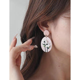 Vintage Flowers Pink Polymer Clay Dangle Earrings Jewelry