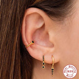 925 Silver Earring Set for Women - Stud Hoop Cuff Ears Jewel Turquoise