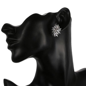 Marquise Cut CZ Flower Stud Earrings for Women