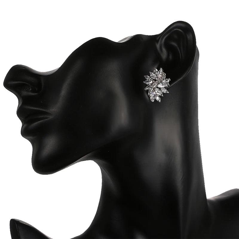Marquise Cut CZ Flower Stud Earrings for Women