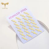 12 Pairs Long Stud Earrings Set Women Stainless Steel Ear Piercing Jewelry Gift