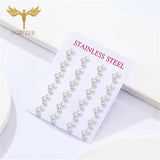 12 Pairs Long Stud Earrings Set Women Stainless Steel Ear Piercing Jewelry Gift