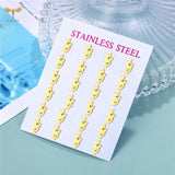 12 Pairs Long Stud Earrings Set Women Stainless Steel Ear Piercing Jewelry Gift