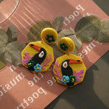 Tropical Vacation Toucan Parrot Clay Earrings Set