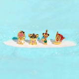 Copper Zircon Small Animals Boat Stud Earrings Set for Women