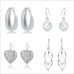925 Sterling Silver Charms Earrings Women Wedding Jewelry Set