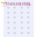 Hollow Heart Earrings Set Stainless Steel Jewelry Silver