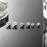 Hollow Heart Earrings Set Stainless Steel Jewelry Silver