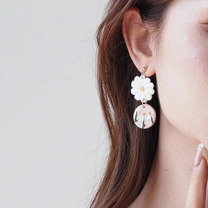 Daisy Layers Polymer Clay Dangle Earrings Set