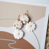Daisy Layers Polymer Clay Dangle Earrings Set