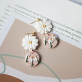 Daisy Layers Polymer Clay Dangle Earrings Set