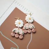 Daisy Layers Polymer Clay Dangle Earrings Set