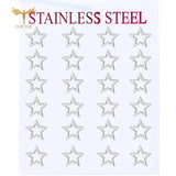 12 Pairs Hollow Star Stainless Steel Stud Earrings Set