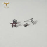 12 Pairs Hollow Star Stainless Steel Stud Earrings Set