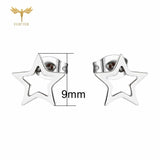 12 Pairs Hollow Star Stainless Steel Stud Earrings Set