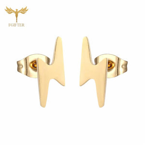 Lightning Style Stainless Steel Stud Earrings Set
