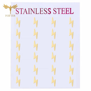 Lightning Style Stainless Steel Stud Earrings Set