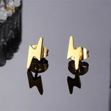 Lightning Style Stainless Steel Stud Earrings Set