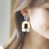 Vintage Unique Pop Art Metal Brass Top Polymer Clay Earrings Studs Sets