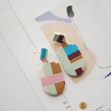 Vintage Unique Pop Art Metal Brass Top Polymer Clay Earrings Studs Sets